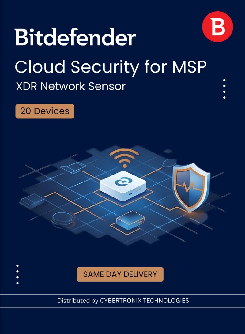 Bitdefender Cloud Security for MSP – XDR Network Sensor 20 Devicesfor 1 Year | Digital License | SAME DAY DELIVERY